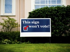 Someone took some bullshit DEGOP signs that said “Vote Republican”