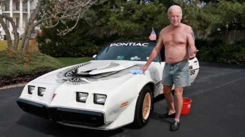 Joe Biden washing his car