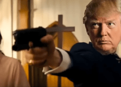 The video of Trump mass-murdering his enemies, shown at his resort to supporters